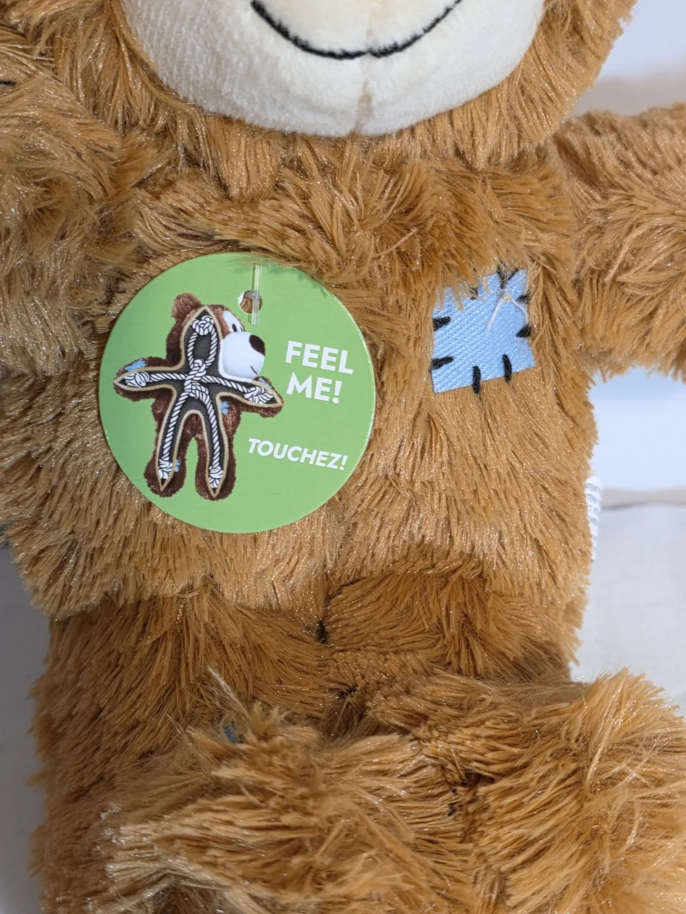 NWT KONG Wild Knots Bear Patches Dog Toy Small/Medium Light Brown Squeaks Soft